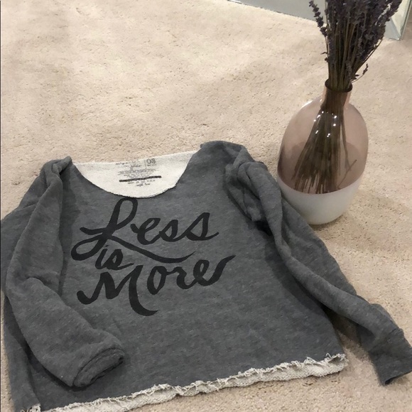 Grey cropped sweatshirt with “Less is More” print - Picture 3 of 3